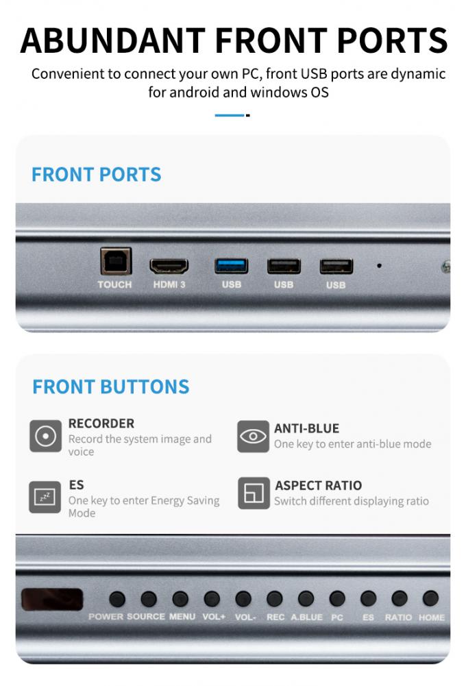 Iboard Nowy produkt 98" 4K Smart Display Interaktywny płaski panel Display Duży ekran dotykowy Monitor do sali konferencyjnej 7