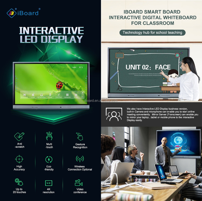 Android 9.0 Smart LED Board Monitor z ekranem dotykowym na podczerwień z wbudowaną kamerą i mikrofonem