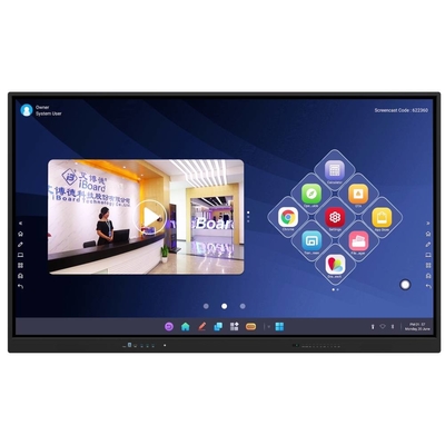 65 75 86 98 cali LCD Smart Board Interaktywny 4mm Szkło hartowane Android Windows 10/11 Pro Touch Finger Smart Monitor