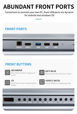 Android 13 Interaktywna tablica 65-calowa wielofunkcyjna All-In-One Smart Interaktywny płaski panel wyświetlacz Serialny interfejs USB Nowy monitor ekranu w klasie