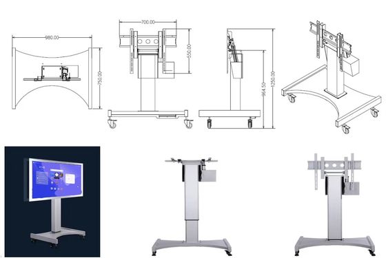 Wzrost silnikowy regulowany ekran dotykowy Monitor interaktywny Smart Board Użyj elektronicznego stoiska mobilnego Dobra jakość Elastyczny stojak