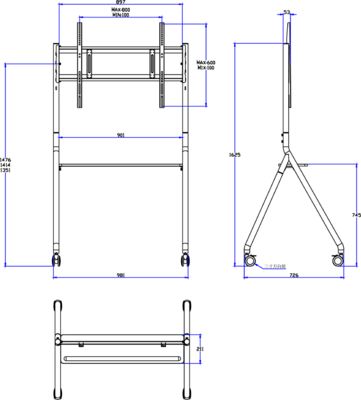nowy przyjazd Interaktywny stojak na tablicy przenośnej 42 do 75 cali Monitor telewizyjny Podnoszenie mobilnego stoiska Maksymalne łożyska 60KGS Mocne koła Łatwe przesuwanie do interaktywnego stoiska na tablicy przenośnej