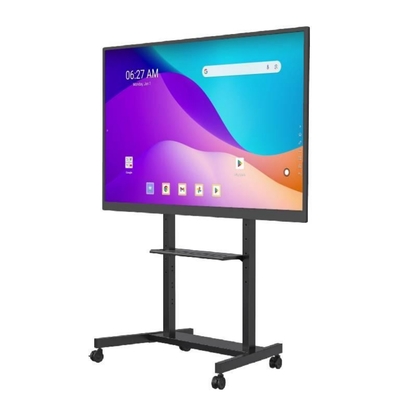 Hurtowy fabryczny regulowany mobilny stojak TV 55"-86" z kółkami, kompatybilny z interaktywną tablicą, inteligentnym panelem, do 220 funtów, stalowa rama, jeżdżący wózek TV