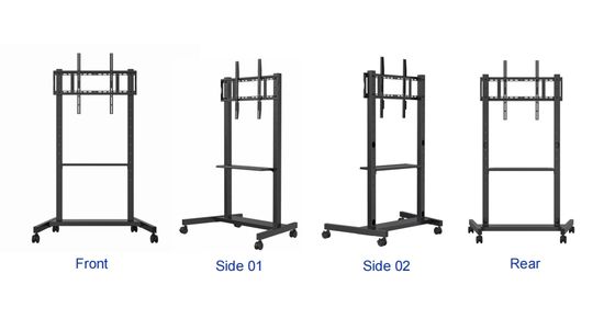 IBoard Factory Direct Outlet 55"- 86" Height Adjustable Mobile TV Stand With smoothly Wheels Compatibility Interactive Whiteboard Smart Panel Up To 180Lbs Steel Frame Rolling TV Cart Pushing Cart