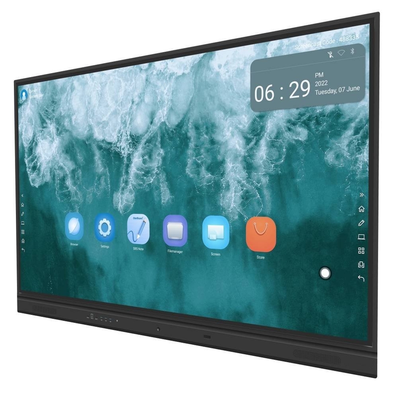 IBoard 75-TE-QS dla Bułgarii 400cd/m2 48MP kamera i 8 mikrofonów wbudowany z Androidem 13 4+32G ram i pamięć masowa dla szkół